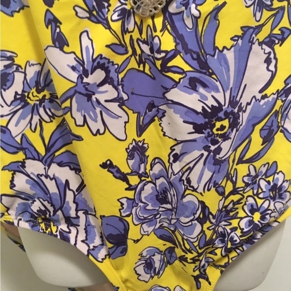 EUC Sea Angel Floral Yellow and Purple Swimsuit - Picture 4 of 6